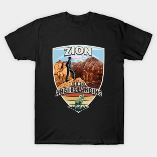 Zion National Park I Hiked Angels Landing with Hiker and Bighorn Sheep T-Shirt